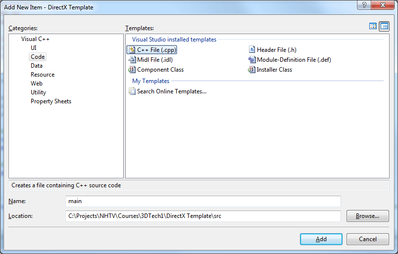Visual Studio 2008 - Add New Item Dialog