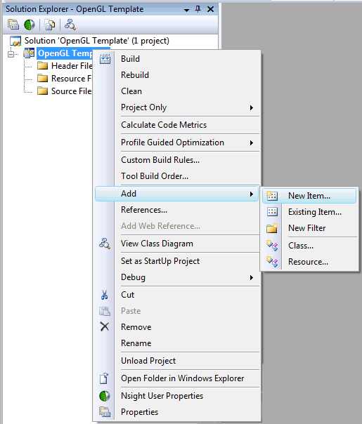 Visual Studio 2008 - Add New Item