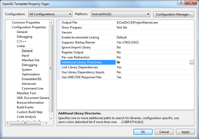 Visual Studio 2008 - Linker Properties (General)