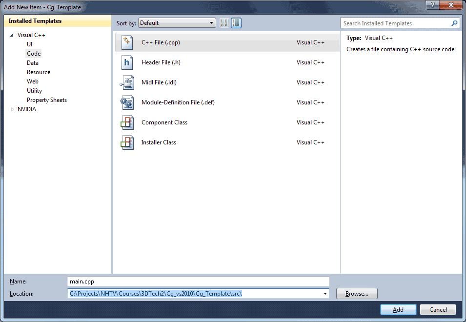 Visual Studio 2010 - Add New Item Dialog