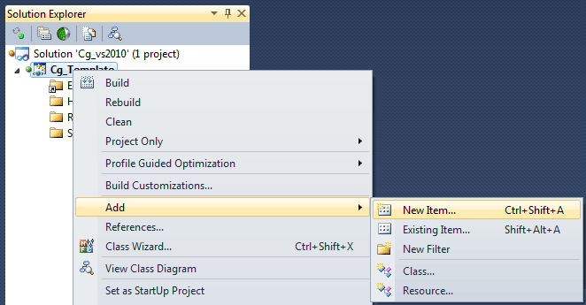 Visual Studio 2010 - Add New Item