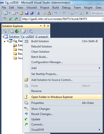 Visual Studio 2010 - Open Folder