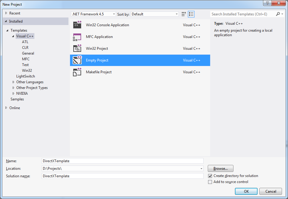 Visual Studio 2012 (New Project)