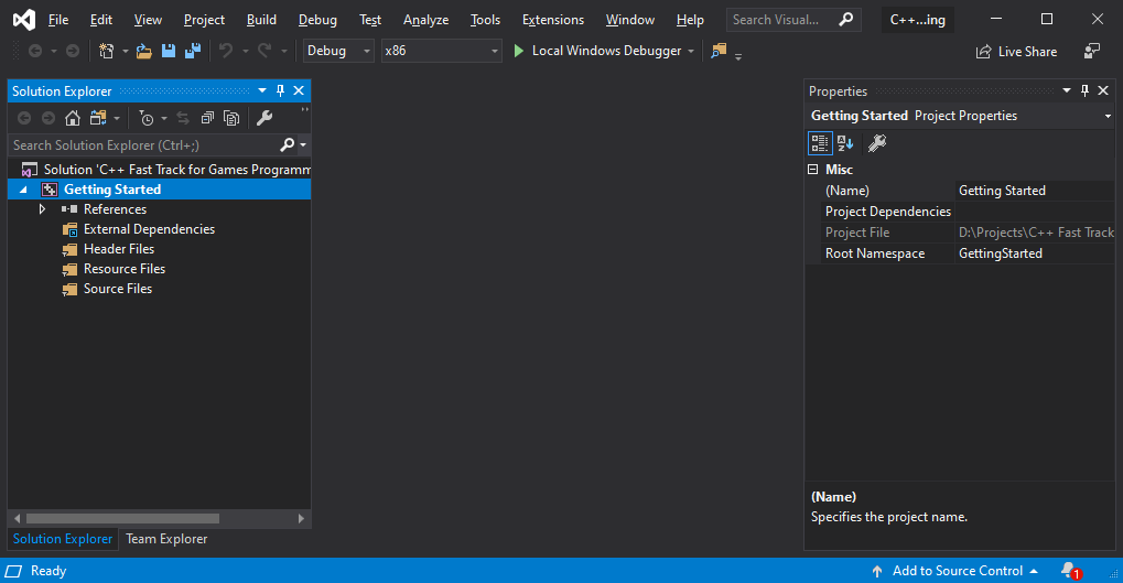 New project in Visual Studio